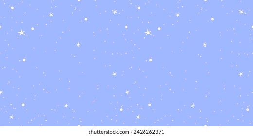 Square seamless background with night sky and stars for printing on textiles, cards and wallpaper. Vector illustration