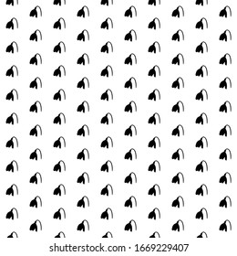 Square seamless background pattern from black snowdrop flowers. The pattern is evenly filled. Vector illustration on white background
