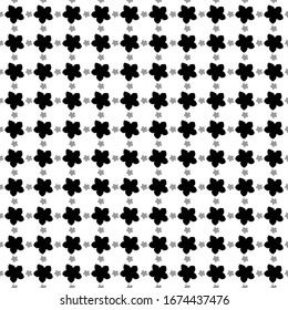 Square seamless background pattern from black forget-me-not flowers are different sizes and opacity. The pattern is evenly filled. Vector illustration on white background