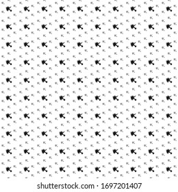 Square seamless background pattern from black virus bounces off the shield symbols are different sizes and opacity. The pattern is evenly filled. Vector illustration on white background