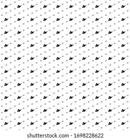 Square seamless background pattern from black dove of peace symbols are different sizes and opacity. The pattern is evenly filled. Vector illustration on white background