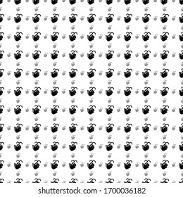 Square seamless background pattern from black washing hands symbols are different sizes and opacity. The pattern is evenly filled. Vector illustration on white background