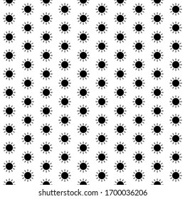 Square seamless background pattern from black suns. The pattern is evenly filled. Vector illustration on white background