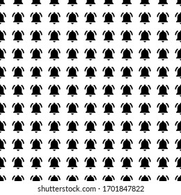 Square seamless background pattern from black bell symbols. The pattern is evenly filled. Vector illustration on white background
