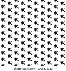 Square seamless background pattern from black ball bounces off the shield symbols. The pattern is evenly filled. Vector illustration on white background