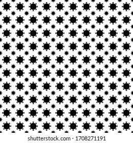 Square seamless background pattern from black coronavirus symbols are different sizes. The pattern is evenly filled. Vector illustration on white background