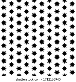 Square seamless background pattern from black coronavirus symbols. The pattern is evenly filled. Vector illustration on white background