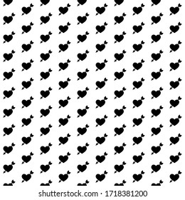 Square seamless background pattern from black cupid arrow symbols. The pattern is evenly filled. Vector illustration on white background