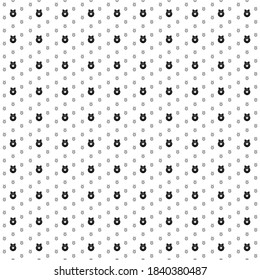 Square seamless background pattern from black christmas wreath symbols are different sizes and opacity. The pattern is evenly filled. Vector illustration on white background
