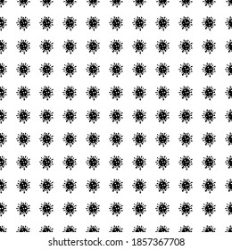 Square seamless background pattern from black coronavirus symbols. The pattern is evenly filled. Vector illustration on white background