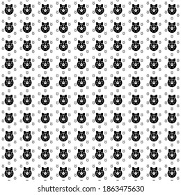 Square seamless background pattern from black christmas wreath symbols are different sizes and opacity. The pattern is evenly filled. Vector illustration on white background