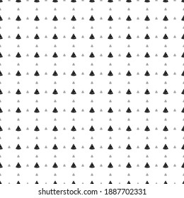 Square seamless background pattern from black slice of pizzas are different sizes and opacity. The pattern is evenly filled. Vector illustration on white background