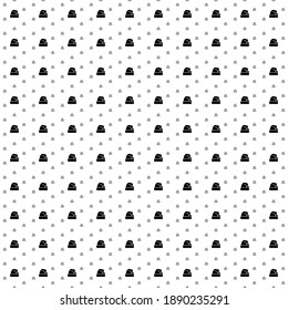 Square seamless background pattern from black santa claus hat symbols are different sizes and opacity. The pattern is evenly filled. Vector illustration on white background