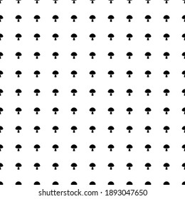 Square seamless background pattern from black mushroom symbols. The pattern is evenly filled. Vector illustration on white background
