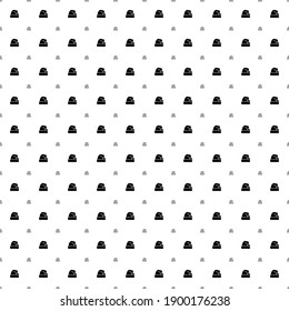 Square seamless background pattern from black santa claus hat symbols are different sizes and opacity. The pattern is evenly filled. Vector illustration on white background