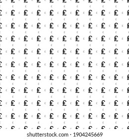 Square seamless background pattern from black lira symbols are different sizes and opacity. The pattern is evenly filled. Vector illustration on white background