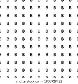 Square seamless background pattern from black thai baht symbols. The pattern is evenly filled. Vector illustration on white background