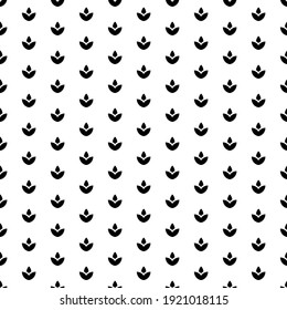Square seamless background pattern from black water lily symbols. The pattern is evenly filled. Vector illustration on white background