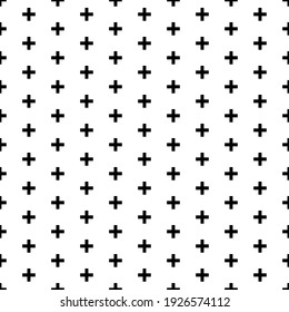 Square seamless background pattern from black plus symbols. The pattern is evenly filled. Vector illustration on white background