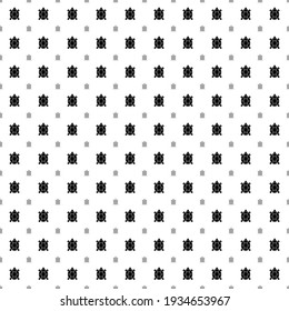 Square seamless background pattern from black turtle symbols are different sizes and opacity. The pattern is evenly filled. Vector illustration on white background