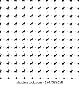 Square seamless background pattern from black hare symbols are different sizes and opacity. The pattern is evenly filled. Vector illustration on white background