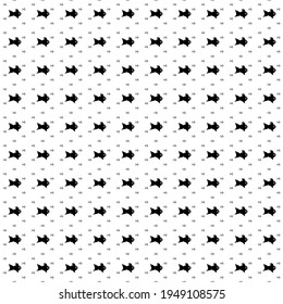 Square seamless background pattern from black gold fish symbols are different sizes and opacity. The pattern is evenly filled. Vector illustration on white background