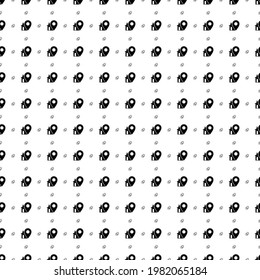 Square seamless background pattern from black real estate location symbols are different sizes and opacity. The pattern is evenly filled. Vector illustration on white background