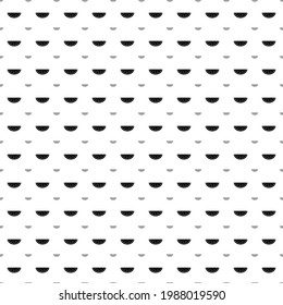 Square seamless background pattern from black watermelon piece symbols are different sizes and opacity. The pattern is evenly filled. Vector illustration on white background