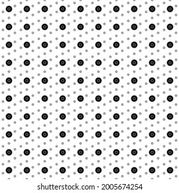 Square seamless background pattern from black gramophone record symbols are different sizes and opacity. The pattern is evenly filled. Vector illustration on white background
