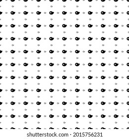 Square seamless background pattern from black steak symbols are different sizes and opacity. The pattern is evenly filled. Vector illustration on white background