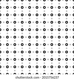 Square seamless background pattern from black record media symbols are different sizes and opacity. The pattern is evenly filled. Vector illustration on white background