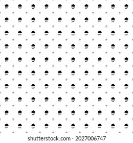 Square seamless background pattern from black rain symbols are different sizes and opacity. The pattern is evenly filled. Vector illustration on white background