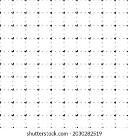 Square seamless background pattern from black chicken symbols are different sizes and opacity. The pattern is evenly filled. Vector illustration on white background