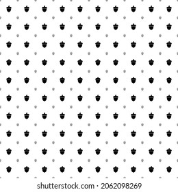 Square seamless background pattern from black acorn symbols are different sizes and opacity. The pattern is evenly filled. Vector illustration on white background