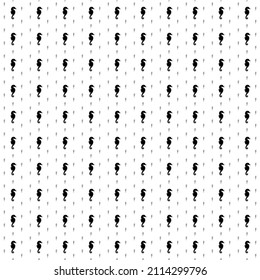 Square seamless background pattern from black sea horse symbols are different sizes and opacity. The pattern is evenly filled. Vector illustration on white background
