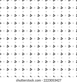 Square seamless background pattern from black coffee beans symbols are different sizes and opacity. The pattern is evenly filled. Vector illustration on white background
