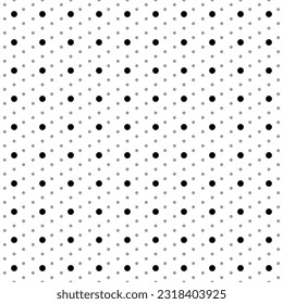 Square seamless background pattern from black decagon symbols are different sizes and opacity. The pattern is evenly filled. Vector illustration on white background