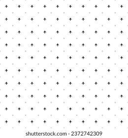 Square seamless background pattern from black airplane symbols are different sizes and opacity. The pattern is evenly filled. Vector illustration on white background
