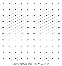 Square seamless background pattern from black butterfly symbols are different sizes and opacity. The pattern is evenly filled. Vector illustration on white background