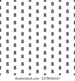 Square seamless background pattern from black number eight symbols. The pattern is evenly filled. Vector illustration on white background