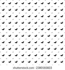 Square seamless background pattern from black duck symbols are different sizes and opacity. The pattern is evenly filled. Vector illustration on white background