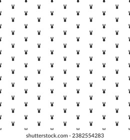 Square seamless background pattern from black cute hare head symbols. The pattern is evenly filled. Vector illustration on white background