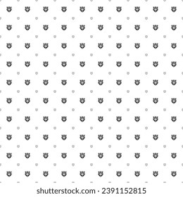 Square seamless background pattern from black tiger head symbols are different sizes and opacity. The pattern is evenly filled. Vector illustration on white background