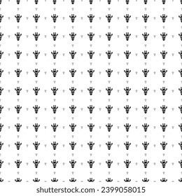 Square seamless background pattern from black giraffe head symbols are different sizes and opacity. The pattern is evenly filled. Vector illustration on white background