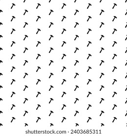 Square seamless background pattern from black hammer symbols. The pattern is evenly filled. Vector illustration on white background
