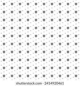 Square seamless background pattern from black tiger head symbols are different sizes and opacity. The pattern is evenly filled. Vector illustration on white background