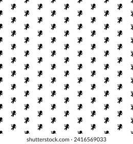 Square seamless background pattern from black Voodoo Doll symbols. The pattern is evenly filled. Vector illustration on white background