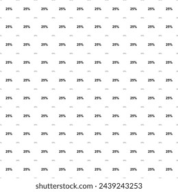 Square seamless background pattern from black 25 percent symbols are different sizes and opacity. The pattern is evenly filled. Vector illustration on white background