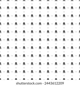 Square seamless background pattern from black mushrooms symbols are different sizes and opacity. The pattern is evenly filled. Vector illustration on white background