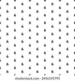 Square seamless background pattern from black number six symbols. The pattern is evenly filled. Vector illustration on white background